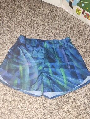 Old Navy Blue and Green Geometric Athletic Shorts- Girls
